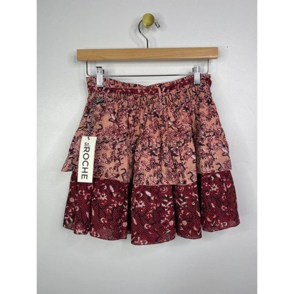 St. Roche Starling Elastic Tie Waist Casual Mini Skirt Women's Berry Size: 2 NWT - Picture 5 of 10